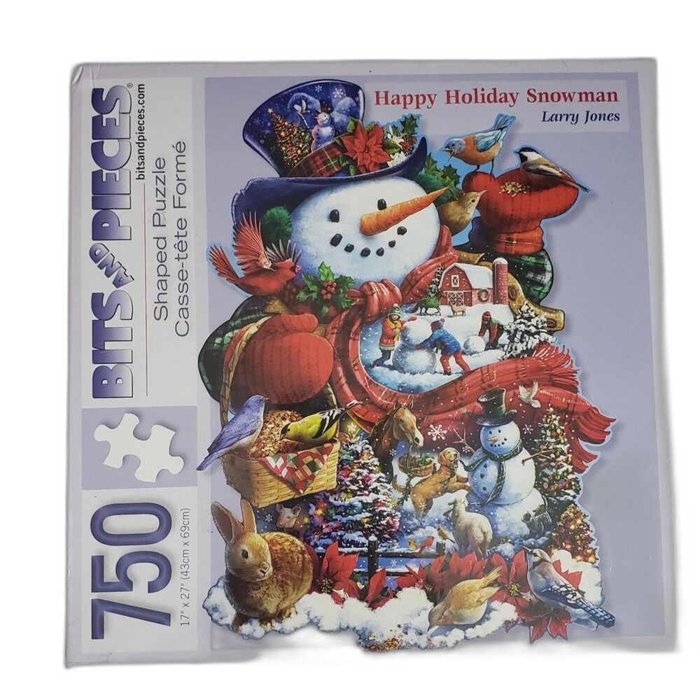 Bits and Pieces Happy Holiday Snowman Shaped Puzzle 750 Pieces NEW - Picture 2 of 6